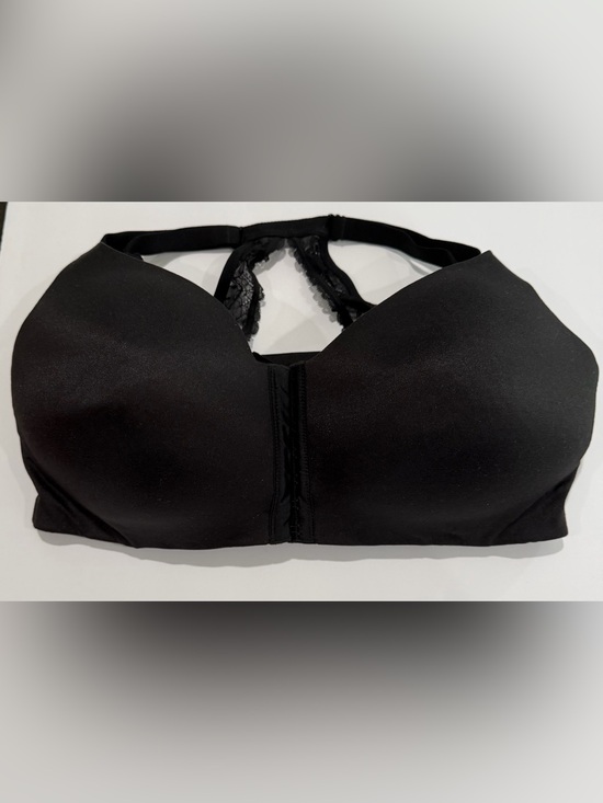 Cacique Other - Cacique Lane Bryant Black Satin Lace Front Closure Racerback Women's Plus Bra